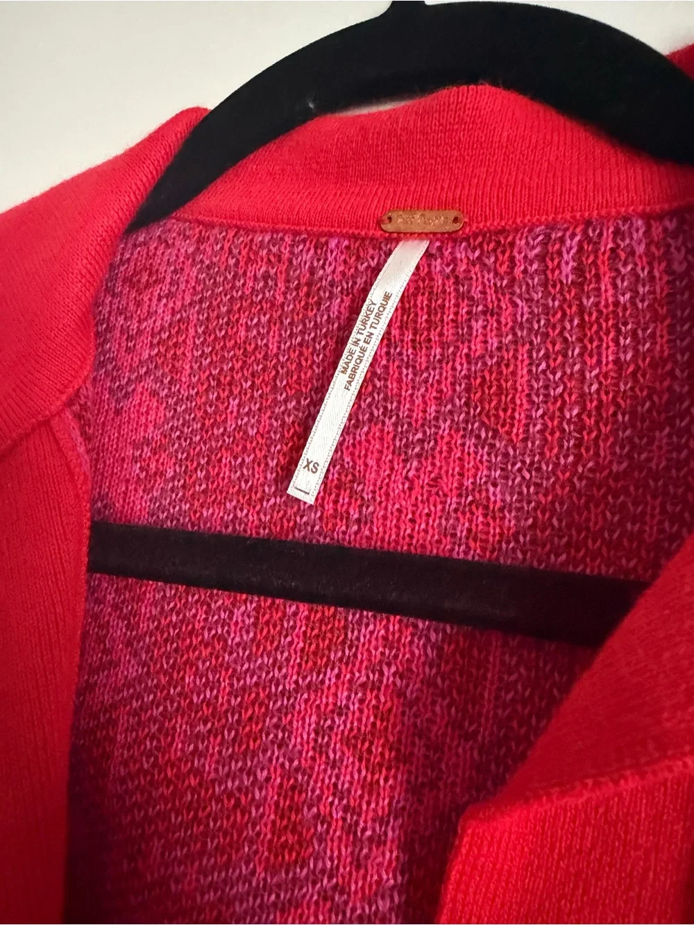 Free People Red & Pink Knit Polo Swim Cover-Up